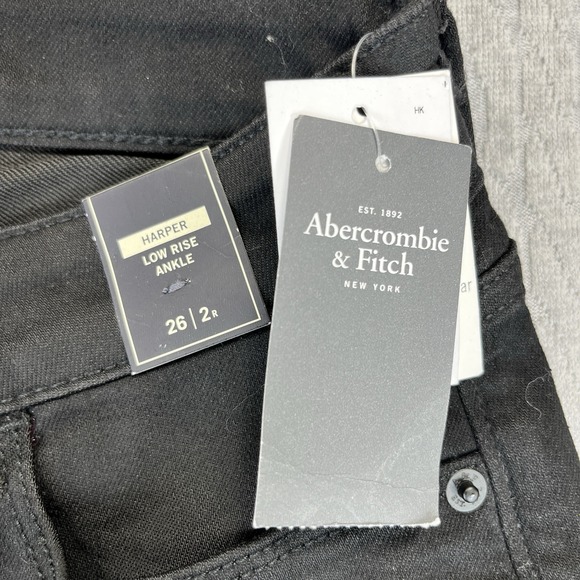 Abercrombie &‎ Fitch Harper Ankle new with tags Black Dress Jeans women 2/26X26 - Picture 2 of 14